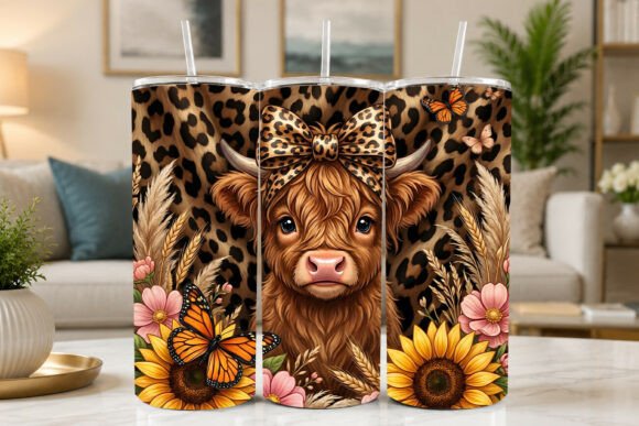 Download Leopard Print Highland Cow Tumbler Wrap - Premium Resources
