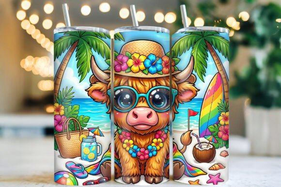 Download Summer Highland Cow Tumbler Wrap - Premium Bundle