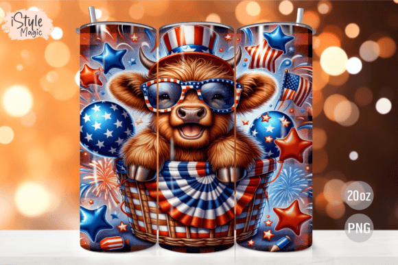Download Patriotic Highland Cow Tumbler Wrap - Premium Resources