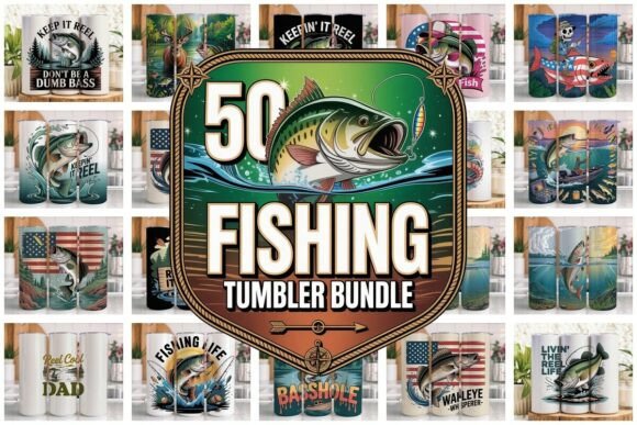 Download 50 Fishing Tumbler Wrap Bundle PNG V1 - Fishing tumbler wrap Collection