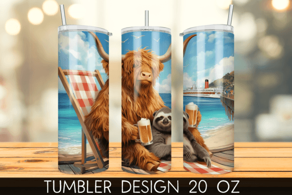 Download Vacation Beach Highland Cow Tumbler Wrap - Cow tumbler wrap Collection