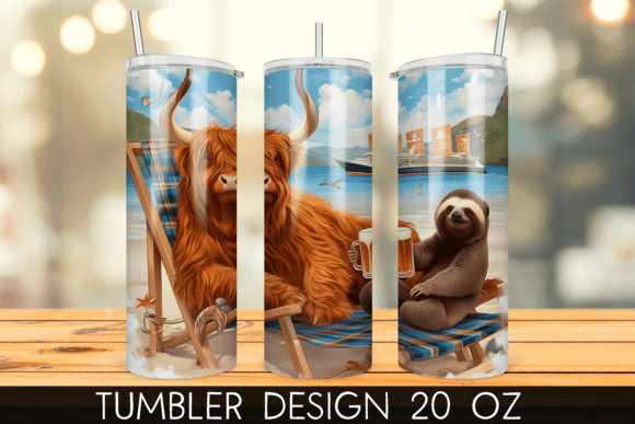 Download Vacation Beach Highland Cow Tumbler Wrap - Cow tumbler wrap Collection