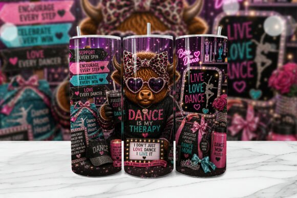 Download Dance Mom Highland Cow Tumbler Wrap PNG - Premium Resources