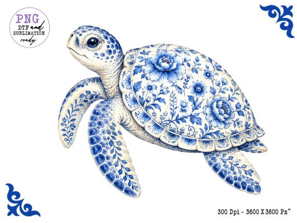 Download Chinoiserie Ocean Turtle Clipart PNG - Ocean turtle Collection