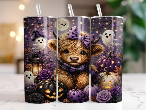 Download Pumpkin Season Highland Cow Tumbler Wrap - Premium Resources
