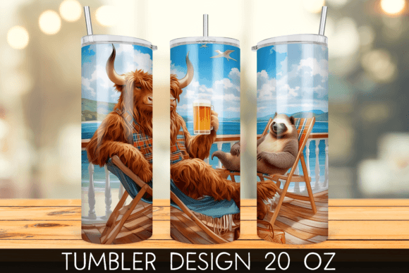 Download Vacation Beach Highland Cow Tumbler Wrap - Cow tumbler wrap Collection