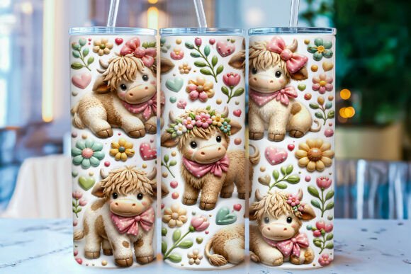 Download Inflated Highland Cow Tumbler Wrap PNG - Cow tumbler wrap Collection