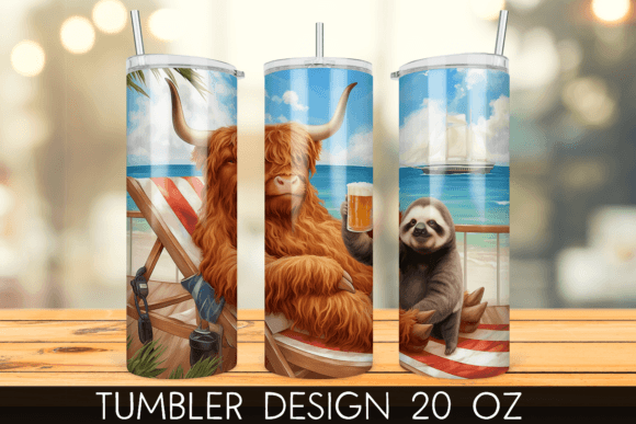 Download Vacation Beach Highland Cow Tumbler Wrap - Cow tumbler wrap Collection
