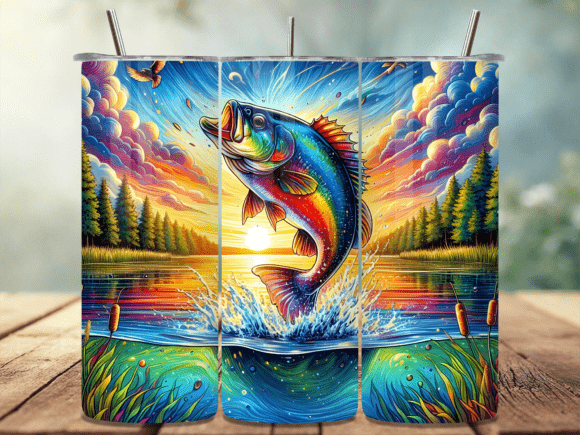 Download Vibrant Trout Fishing Tumbler Wrap PNG - Fishing tumbler wrap Collection